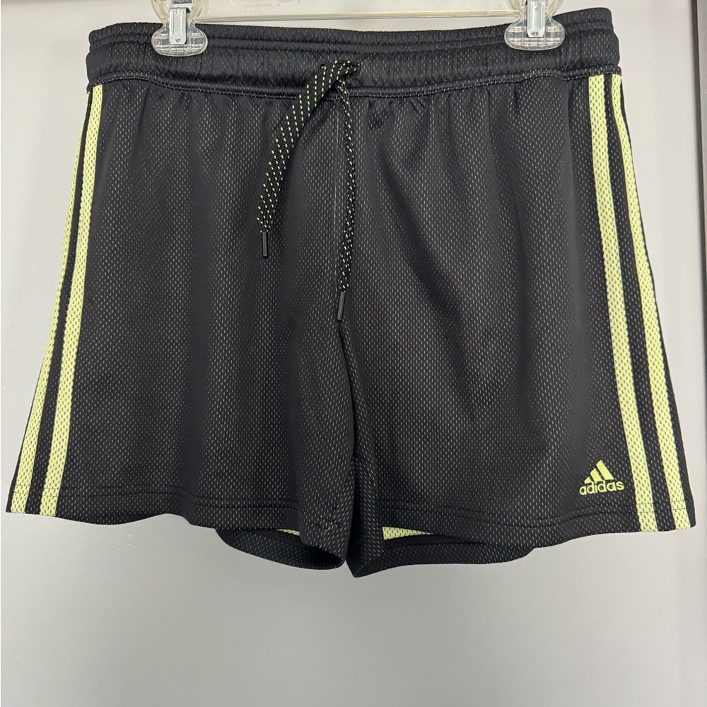Adidas Black Shorts with Yellow Stripes